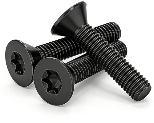 ZEVONDA 10 Stück Senkkopfschrauben Torx Schwarz M4 x 12mm - TX Senkschrauben Edelstahl A2 V2A Maschinenschrauben Senkkopf Schrauben für Maschinen, Möbel, Holz