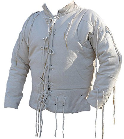 Gepolstertes Rüstwams mit Nesteln Gambeson schaukampftauglich für LARP, Mittelalter Schaukampf Wikinger Natur S-XXL (XL)