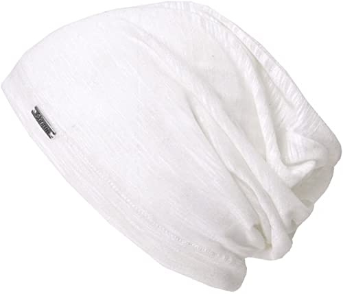 CHARM Herren Damen Beanie Baumwolle 100% Hut Sommer Kunstseide Dünn Licht Schweiß Weiß
