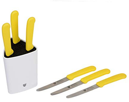 Gräwe Petit bloc à couteaux universel avec 6 couteaux de petit-déjeuner Bloc à couteaux avec 7 couteaux jaune