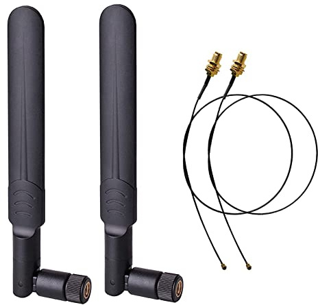 2 x 8dBi 2.4GHz 5GHz 5.8GHz Dual Band WiFi RP-SMA Male Antenna+2 x 35CM U.FL/IPEX to RP SMA Female Pigtail Cable for Mini PCIe Card Wireless Routers PC Repeater Desktop FPV UAV Drone PS4 Build