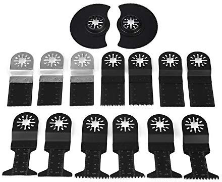 15 Teile Oszillierendes Sägeblatt Set 34/44/88mm Multitool Sägeblätter mit Präzision Schnellverschluss kompatibel mit Fein Oszillierern zum Schneiden von Metall Holz Kunststoff