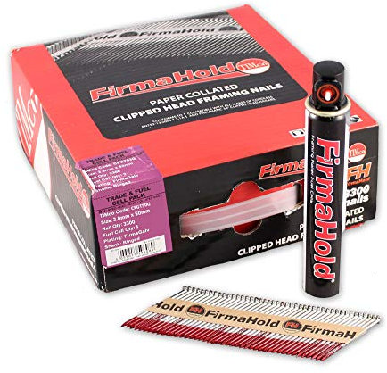 Firmahold Galv 50mm x 2.8 Collated Nails CFGT50G - 3,300 Nails and 3 Gas Cells 1st Fix Paslode,Quickload, NailFire