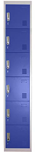 Panana Metal Storage Lockers Work Office Cupboard Lockable Filing Storage Unit School Staff Gym Changing Room Six Doors (Dark Blue, 6 Door)