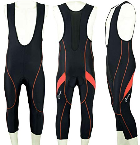 Z Sports Men's Cycling Bib Shorts Bike Tights Coolmax Padded 3/4 Bibs with Reflective Logo for Biking Sports Racing Black/Red