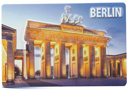 Magnet BERLIN | Brandenburger Tor | Mini-Blechschild 9x6 cm mit Relief Stanzung | typisches Souvenir & Geschenk