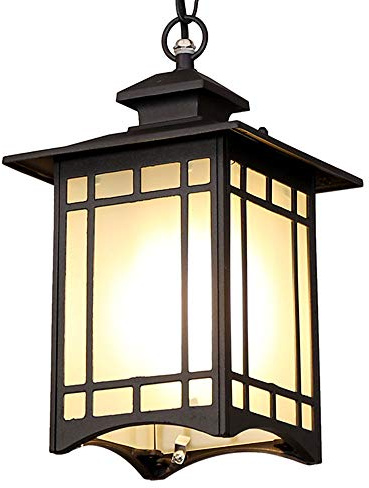 Mengjay E27 Lampes Suspendues Lampe Pendentif Extérieure Noir Rétro IP44 Vintage Industriel Fer Plafonnier Éclairage Imperméable À La Pluie Pavillon Villa Loft Lustre Lumière Extérieure (E)