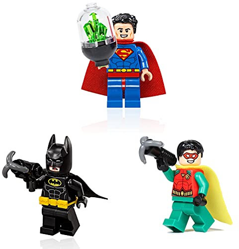 LEGO DC Super Heroes Combo Pack - Superman, Batman, and Robin Minifigures with Accessories and Display