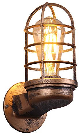 TWSXTE Lampada da parete retrò Illuminazione industriale vintage Applique da parete rustica Gabbia metallica Applique da parete in metallo Lampada da interno per interni Retro (senza lampadina)