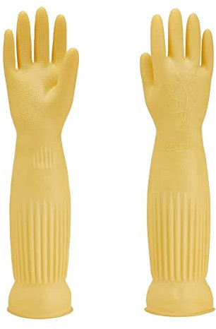 MIN-XL Cleaning Glove, Waterproof and Oil-resistance, Suitable for Kitchen, Clothes, Household, Dish, Car, Indoor/Outdoor Cleaning, Pet Care (Yellow, M)