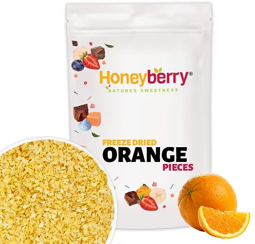 Arancia Liofilizzata a Pezzi 100g - Frutta Liofilizzata - Frutta Disidratata e Secca - Arance Disidratate ed Essiccate - Perfetta per Dolci, Decorazioni per Torte, Frullati, Yogurt, Muesli e Dessert