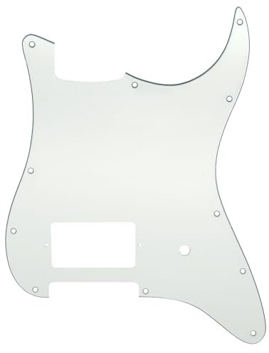 Musiclily Pro 11 Löcher Strat Pickguard 1 Covered Humbucker Gitarren Schlagbrett für Fender USA/Mexico Tom Delonge Strat Style E-Gitarre, 3-lagig Aged White