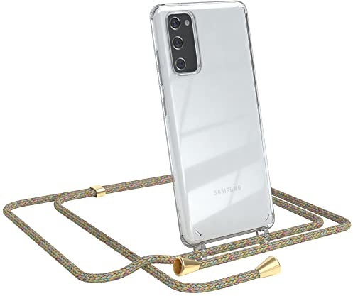 EAZY CASE Handykette kompatibel mit Samsung Galaxy S20 FE / S20 FE 5G Handyhülle mit Umhängeband, Handykordel mit Schutzhülle, Silikonhülle, Hülle mit Band, Stylische Kette für Smartphone, Rainbow