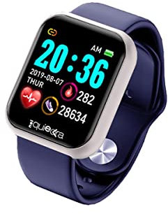 RF Distribution Power Color Smartwatch, Fitness Uomo Donna, Contapassi, Monitoraggio Frequenza Cardiaca Sonno e Salute, Notifiche Messaggi, Cassa Argento Con Cinturino Nero E Cinturino Blu Aggiuntivo