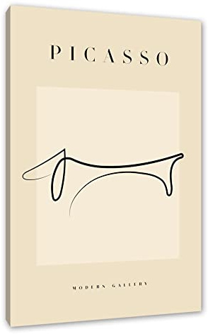 Pixxprint Picasso Art Collection - Der Hund als, Größe: 60x40cm, Leinwandbild, fertig gespannt, Wandbild, Dekoration, Kunstdruck, kein Poster