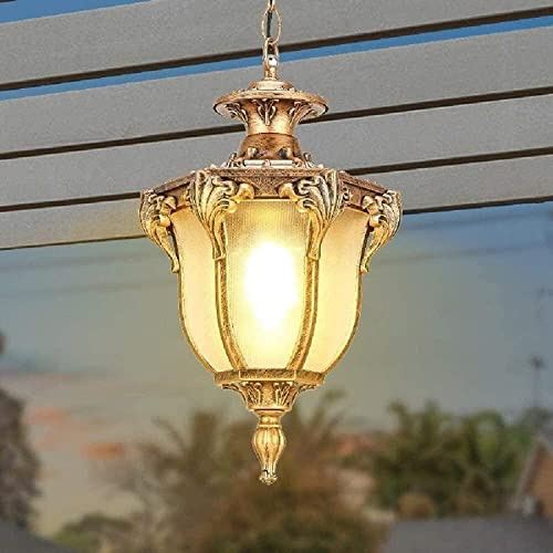 GRAWIT Lampes suspendues d'extérieur, Lustre d'intérieur, E27 Lampes suspendues Abat-Jour en Aluminium Antirouille Étanche IP44 Plafonniers Rustique Villa Terrasse Balcon Pavillon Couloir Entrée