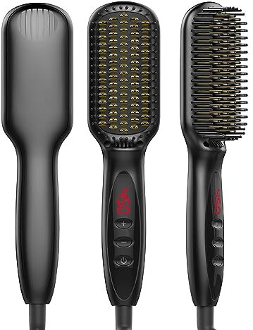 Layhou Negative Ion Ceramic Hair Straightening Hot Brush With Adjustable Temperature for Volumising & Straightening