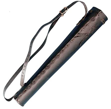 Mittelalterlicher Schulter-Rückenköcher Leder-Pfeilhalter mit großer Tasche, handgefertigte Riemen, Gürteltasche, Bogenausrüstung, mittelalterlicher Stil (schwarz)