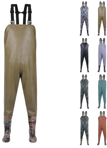 Fishing Trousers Women's Waterproof with Boots Waders Men's Waterproof Neoprene Rain Dungarees Outdoor Trousers Breathable Rain Trousers Windproof Work Trousers Waders Pond Fisherman Wading Boots