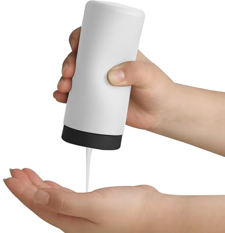 ElmRidge Dish Soap Silicone Dispenser for Kitchen Sink,Squeeze Washing Up Liquid and Hand Soap,Round refillable Silicone Bottles,Easy to Fill and to use, 8.5 oz,Black 2.4 x 2.4 x 5.5 inches (White)
