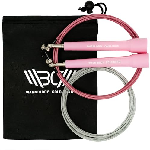WARM BODY COLD MIND Adjustable Jump Rope For Men and Women, Speed Jump Rope, Skipping Rope for Weightlifting, Boxing, Gym, Outdoor or Indoor Sport, Fitness