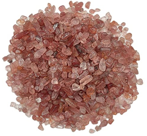 IDGTTLDF décoration de la Chambre 50 g/Paquet Lot Naturel Rouge Fraise Quartz Puce Roche Gravier Pierre Cristal Poli spécimen Aquarium décor à la Maison Pierres brutes et