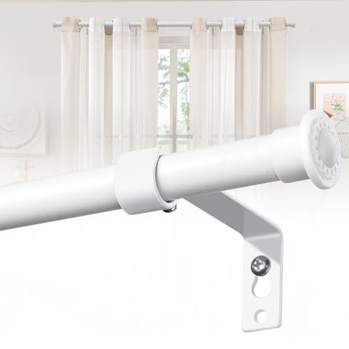 Bastone Tende, 71-200cm Bastoni per Tende Set con Staffe in Acciaio Inossidabile con Diametro 16mm, Aste per Tende in Stile Rustico/Bianco Opaco