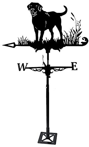 Windfahne aus Metall im Retro-Hunde-Design, Wetterfahne mit Dackel im Gras for Gartenpfahl, Hofdach – einfache Montage, Hofanzeige, Messwerkzeug for die Windrichtung