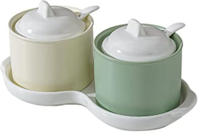 QXSJEDYCH Azucarero, bote de condimento, azucarero nórdico con tapa, juego de tarros de almacenamiento coloridos, salero de porcelana de color sólido, for cafetería, cocina, 3 juegos, 200 ml / 7 oz (c