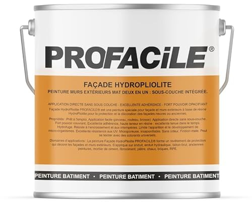PROFACILE Peinture façade mat HydroPliolite, impression, finition, durable jusqu'a 10 ans 2.5 litres Gris taupe (RAL 7036)
