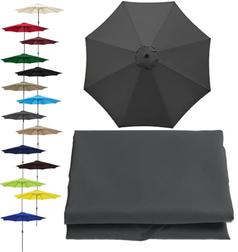 Auvent De Remplacement Pour Parasol 2,7m/3.0m, 8 Baleines Toile De Rechange Pour Parasol Déporté, Housse De Rechange Pour Parasol De Terrasse Plage(Gray,3.0m/9.8ft)