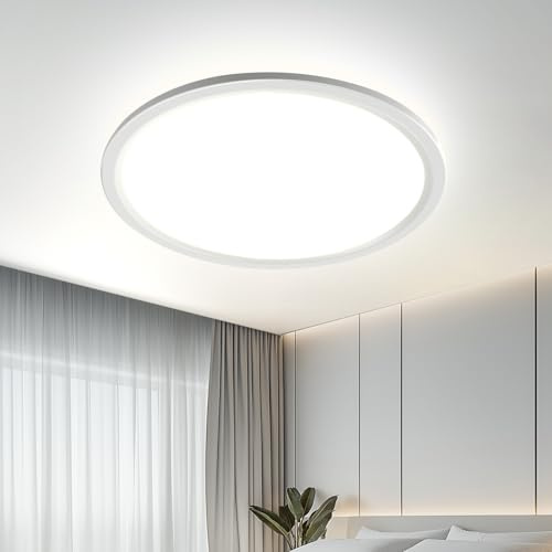 EASY EAGLE Deckenlampe LED Deckenleuchte Rund, 40CM 4000K 48W Weiß | 4800LM Flach Lampe Badlampe Decke Küchenlampe für Badezimmer Bad Flur Schlafzimmer Balkon Wohnzimmer Küche Keller