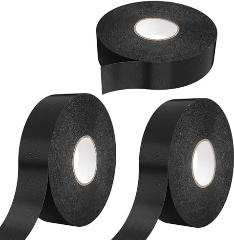 75 m Pyroclasia 3 Pezzi Nastro Telato Nero 19mm X 25m Nastro Isolante Termico Nastro Adesivo Nero Telato per Tessuti Tessuto Adesivo Nastro in Tessuto per Auto Nastro Isolante Elettricista