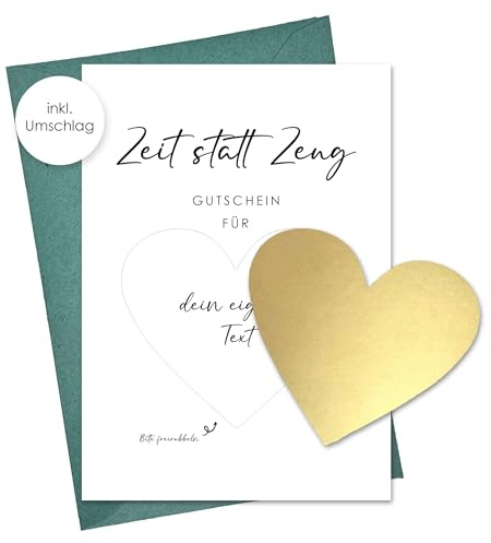 Rubbelkarte zum selber ausfüllen - Zeit statt Zeug als Gutschein oder Geschenk - Rubbellos - Wellness - Geburtstag - Gutscheinkarte - Postkarte