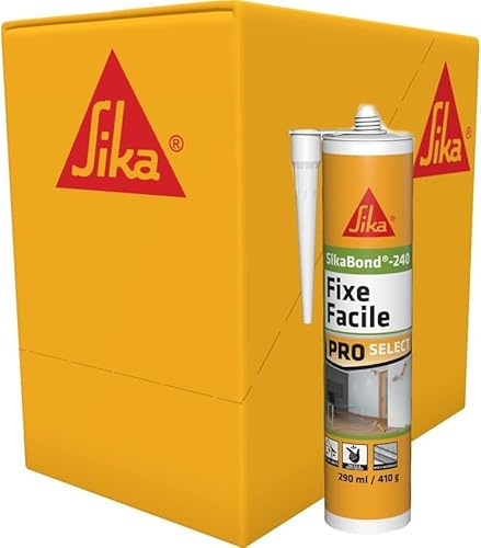 SIKA - Colle acrylique d’agencement, SikaBond-240 Fixe Facile, 12x290ml | Intérieur et extérieur abrité - Multi-support - Maintien immédiat