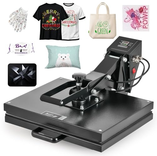 CREWORKS Prensa de Calor 40x50 cm, Maquina de Sublimacion con Panel de Control Digital, Tubos de Calefacción Dual para Camisetas, Almohadas, Máscaras, Alfombrillas para Mouse y Bolsas