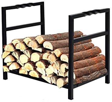 GUHPZA Portalegna da ardere Semplice portalegna in Legno per Camino Attrezzi per Camino Portalegna da ardere in Ferro Nero