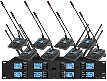 Citofoni senza fili Microfono wireless UHF professionale Microfono palmare a 8 canali Microfono lavalier Microfono for conferenze Stage Performance per casa(Conference)