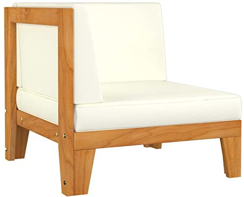 Xichuzi Modular-Ecksofa mit Cremeweißen Kissen, Lounge Sofa Outdoor, Garten Loungemöbel, Gartensofa, Gartencouch, Balkon Set Möbel, Akazie Massivholz