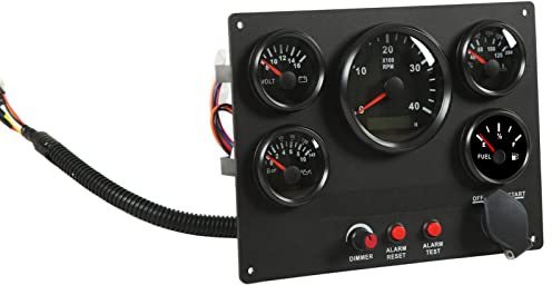 Tachimetro per barche con 5 metri 4000 giri/min, livello del carburante temperatura dell'acqua pressione dell'olio voltmetro impostato per motore, yacht, camper, veicolo tecnico