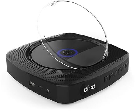 Bluetooth Wall Mounted CD Player with Remote, Dual Speaker HiFi Sound, Supports FM/CD-G/HD-CD/MP3/WMA, Ideal for Music Enthusiasts