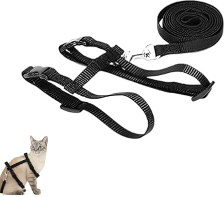 KYLOS Arnes Gato Antiescape, Juego De Arnés Y Correa Para Gatos, Arnés Para Gatos Con Correa, Ajustable Antiescape Seguridad, Arnes Gato Ajustable, Para Caminar, Entrenar, Gato Pequeño Y Mediano Negro