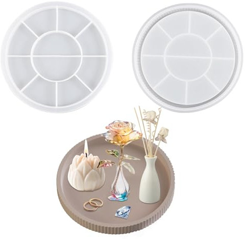Moldes para Platos de Resina Bandeja de Silicona de 22,5 cm Molde de Resina de Bandeja de Bricolaje Moldes de Bandeja de Silicona con Borde para Posavasos Hogar Decoración