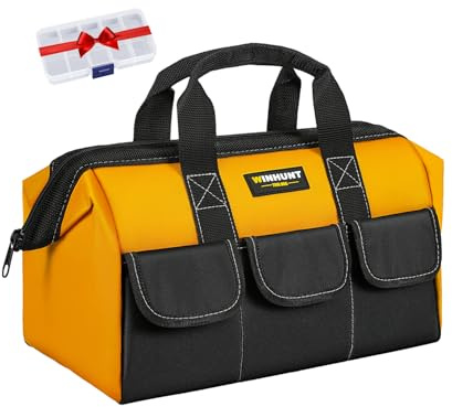 WINHUNT Borsa per attrezzi da 38,1 cm con 5 tasche, borsa per attrezzi resistente per attrezzi, 37 x 21 x 26 cm, resistente nylon 1680 denari, ideale per appassionati di fai da te e artigiani