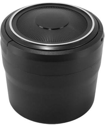 Gutol Cendrier de voiture amovible, facile à nettoyer, avec porte-gobelet et cendrier auto-extinguible pour voiture, noir sans fumée