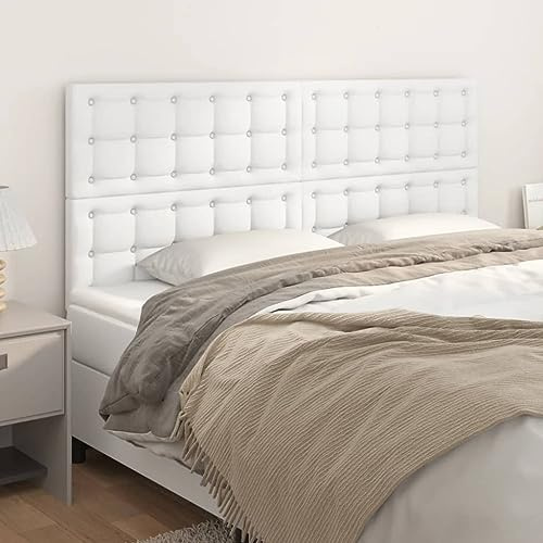 Frdhee Bett Rückwand Vollgröße Bettkopfplatte,Kopfteil Weiß 180x5x118/128 cm Kunstleder,Wandkissen Bett für Schlafzimmer Gästezimmer