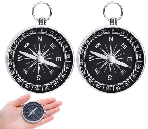 Weilin 2 Pcs Compass, Compass Navigation Hiking Keyring 360 Degree Rotating for Outdoor Camping and Hiking, Space Compasses Apart & Tap Gently for Accurates Readings