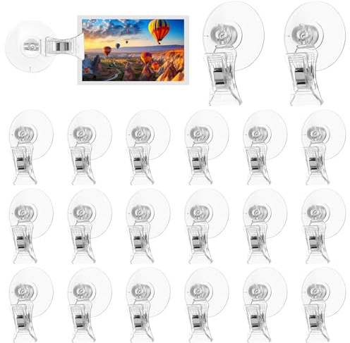 20 PcsVentouse avec Crochet, Ventouse avec Clip, Ventouse avec Pince, Ventouses Transparent pour Fenêtres, Ventouses Crochet pour aquarium, salle de bain, bureau, signalétique, affichage photo