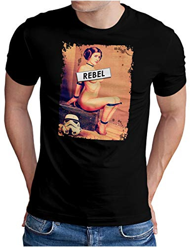 OM3® Rebel-Leia t-shirt – herr – prinsessa stormtruppor filmfläkt SciFi Pinup – S – 4XL