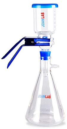 Flacone filtrante da laboratorio con imbuto graduato in vetro borosilicato con morsetto in alluminio resistente, dispositivo di aspirazione per laboratorio